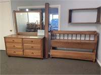Full Size Bed Frame and Dresser with mirror