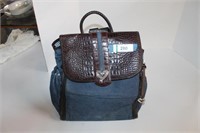 Large Brighton Blue Denim / Leather Backpack