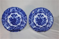 Pair of Flo Blue Plates - Flowers / Urn Pattern