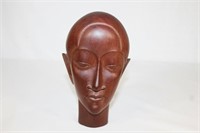 Signed Balinese Indonesia Man's Bust Wood Carving