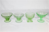 Lot of 4 Vaseline Glass Cups