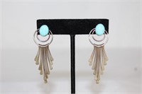 Sterling Silver and Turquise Dangle Earrings