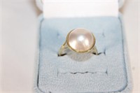 14k Gold Pearl Ring - Size 9