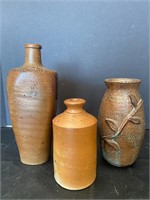 Vintage stoneware bottles & vase