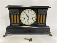 Antique gothic mantle clock, works w/ key