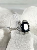 4 Carat Sapphire & Diamond Ring - 14k White Gold