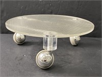 Clear acrylic vintage rolling plant stand