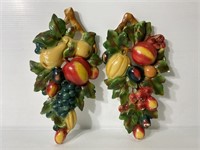 Pair of vintage chalkware fruits on the vine