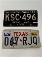 Pair of vintage ‘79 and ‘88 license plates