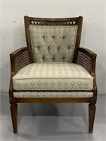 Vintage upholstered parlor chair w/ cane detail
