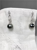 Tahitian Pearl & Diamond Chandelier Earrings - 14k