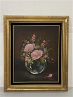 Original signed floral bouquet still life painting