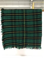Knit green plaid throw blanket