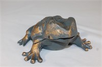 Large Cast Iron Green/Gold Frog Bank