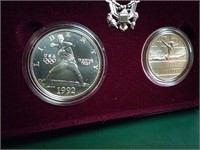 1992 US OLYMPIC 2 COIN SET, SILVER DOLLAR AND HALF