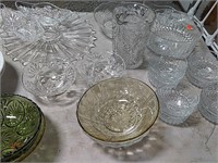 40 PCS OF CLEAR / COLORED PRESSED GLASSWARE