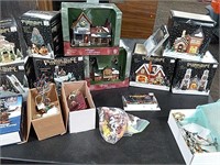 9 VARIOUS CHRISTMAS VILLAGE HOUSES W/ ACCESSORIES