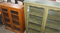 2 WOODEN GLASS-FRONT CABINETS