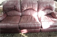 BURGUNDY LEATHER-STYLE 3-CUSHION HIDE-A-BED