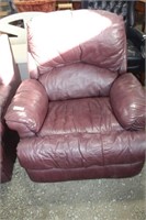 BURGUNDY LEATHER-STYLE RECLINING CHAIR