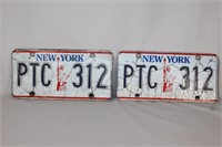 New York License Plates - Matched Pair 1986-2000