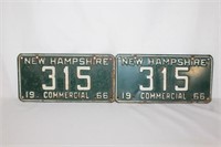 New Hampshire License Plates Matched 1966