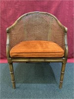 Mid Century barrel Back chair with cane woven