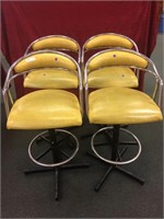 4 chrome and leather bar stools