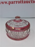Burgundy/clear covered candy dish