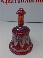 Fenton glass bell with holly painted by Watson
