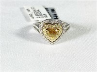 White & Yellow Gold Diamond Heart Ring