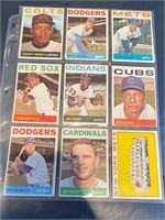9 Different 1964 Baseball Cards