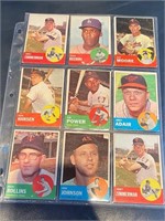 9 Different 1963 Baseball Cards