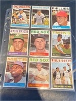 9 Different 1964 Baseball Cards