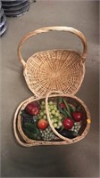 Two baskets with fruit & veggies.