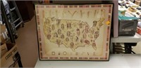 Native American Framed Map Picture