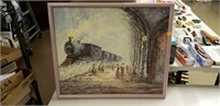 Beautiful Locomotive Painting with Wooden Frame
