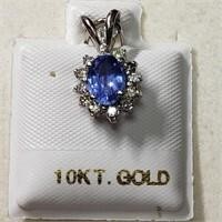 10K  Diamond(0.32ct) Sapphire(1ct) Pendant