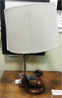 Lot #649 - Carved wood duck lamp. Missing one
