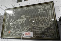 Lot #661 - Vintage lace work of stork or heron