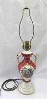 Lamp-Victorian scene-tested- works H 27"