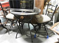 Lot #700c - Stone top high top iron table with