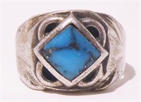 Old Pawn Sterling Silver Turquoise Ring Sz 5 5.5g