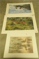 Lot #734 - (3) Matted pencil signed prints