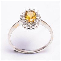 Citrine And CZ ring Size 9