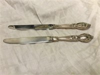 2 Sterling Handle Knives by Lunt