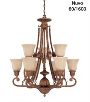 3+6 LIGHT CHANDELIER W 33"  H 36 5/8"