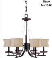 6 LIGHT CHANDELIER W 28"  H 25"