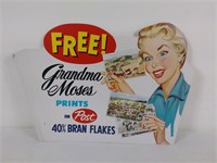 Vtg Post Cereal Grandma Moses Prints Offer Sign