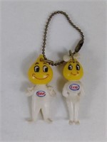 Vtg Esso Oil Drop Figural Mascot Keychains